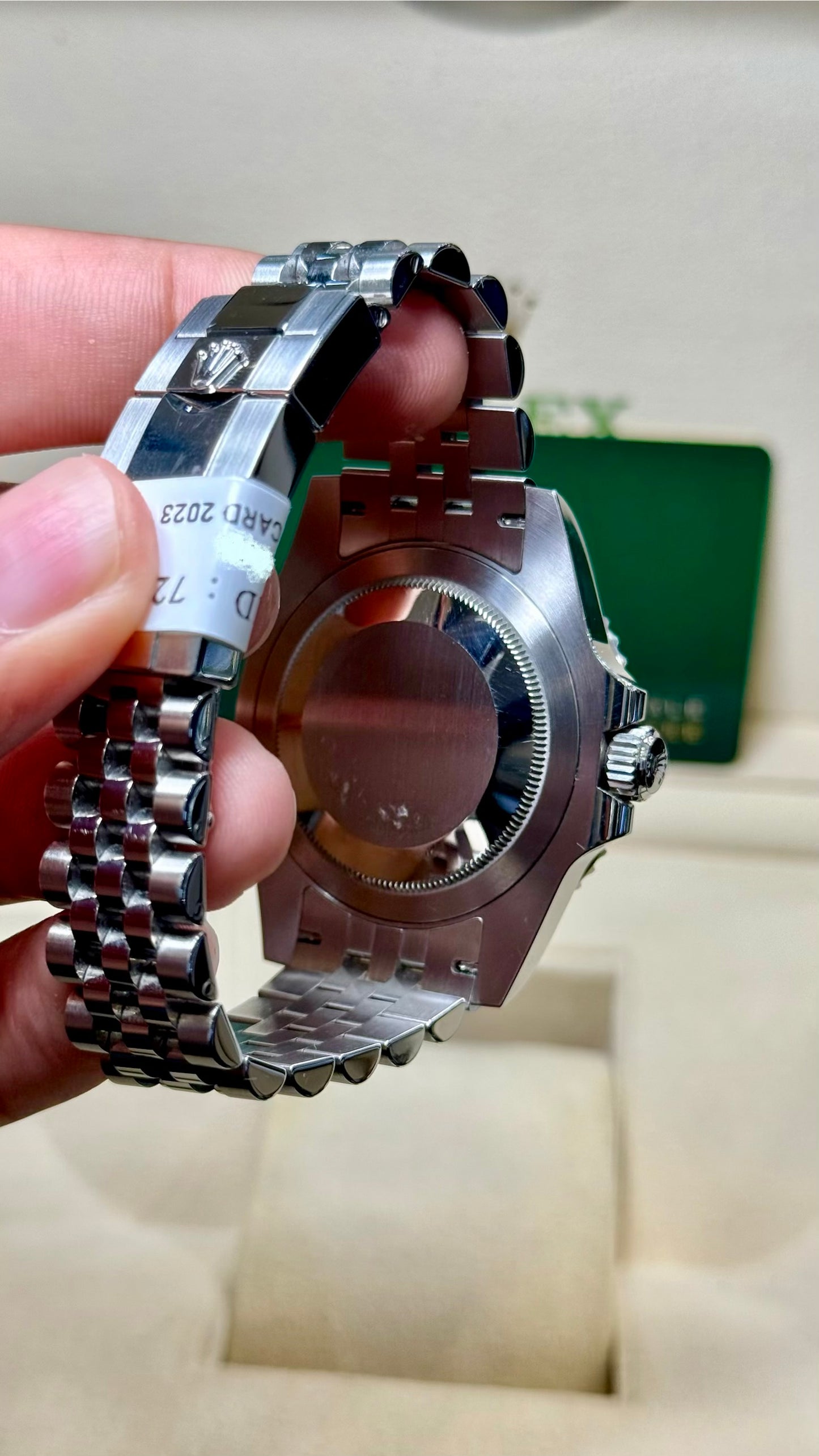 Rolex GMT-Master II Batgirl Black Dial on Jubilee 126710BLNR Card 2023