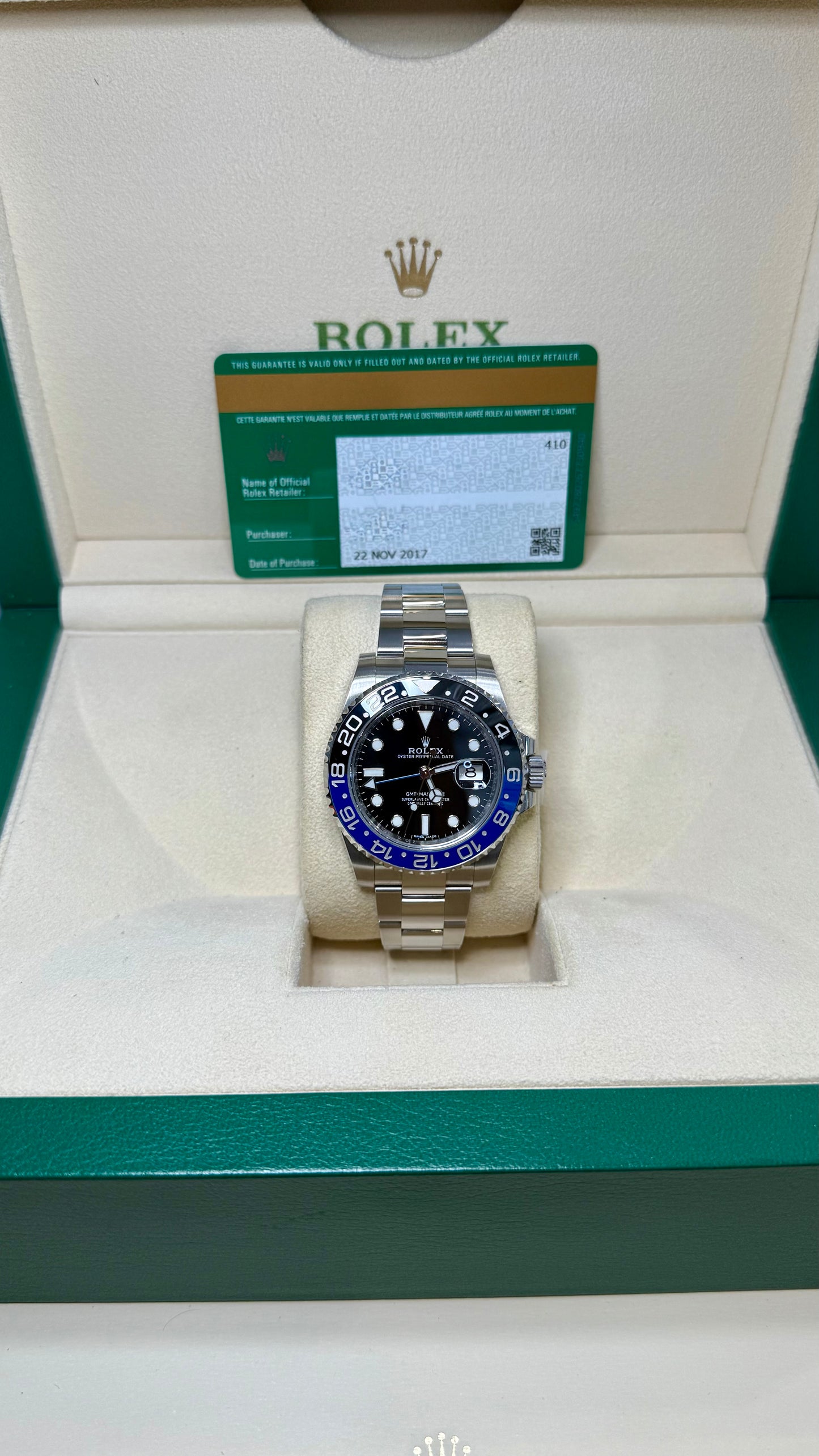 Rolex GMT-Master II 'Batman' Black Dial on Oyster 116710blnr-0002 Card 2017