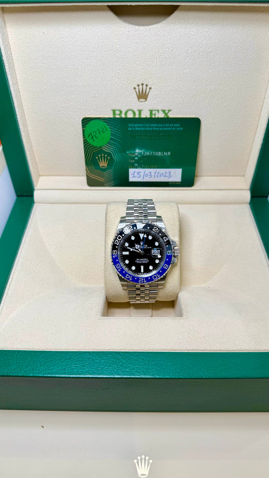 Rolex GMT-Master II Batgirl Black Dial on Jubilee 126710BLNR Card 2023