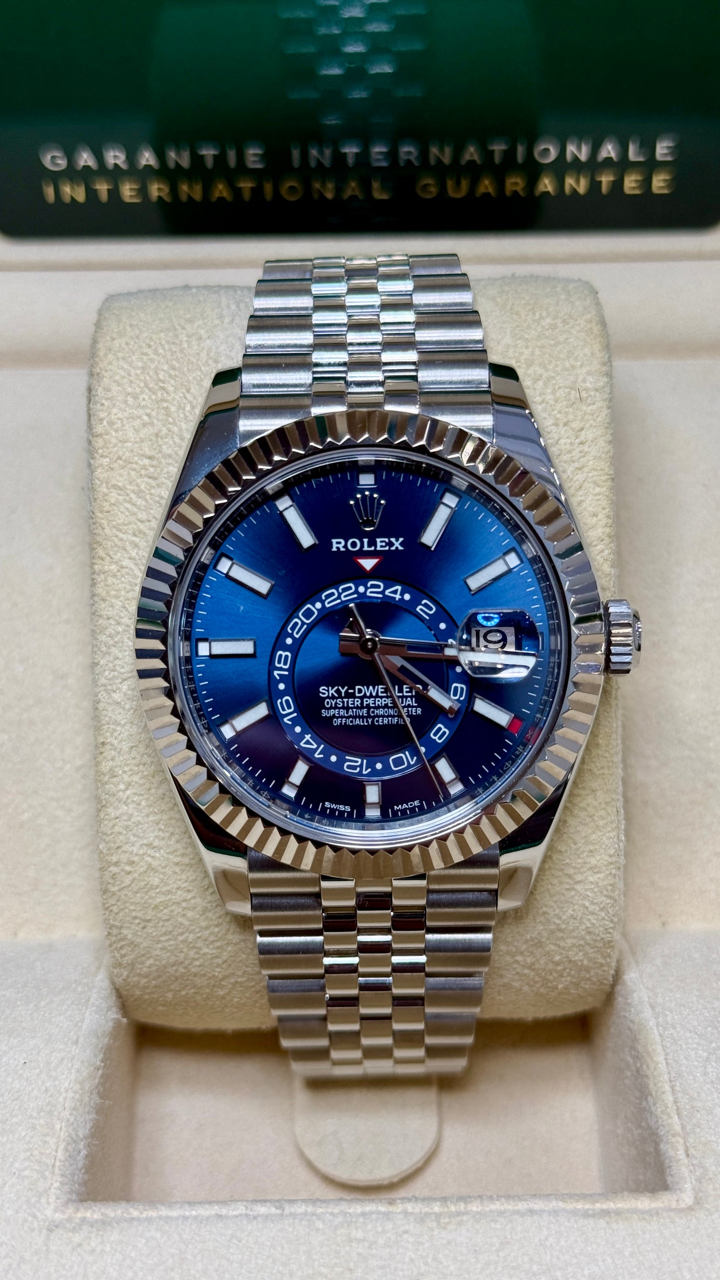Rolex SkyDweller Bright Blue Dial on 326934 Card 2023