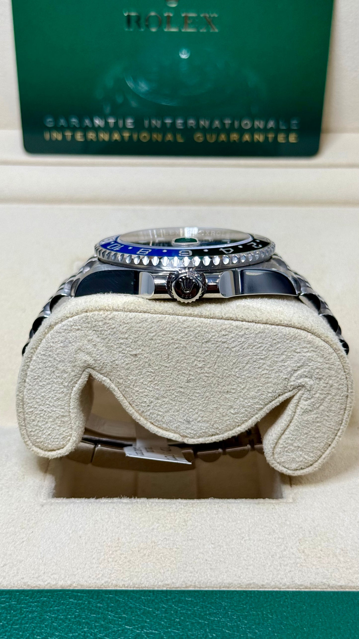 Rolex GMT-Master II Batgirl Black Dial on Jubilee 126710BLNR Card 2023