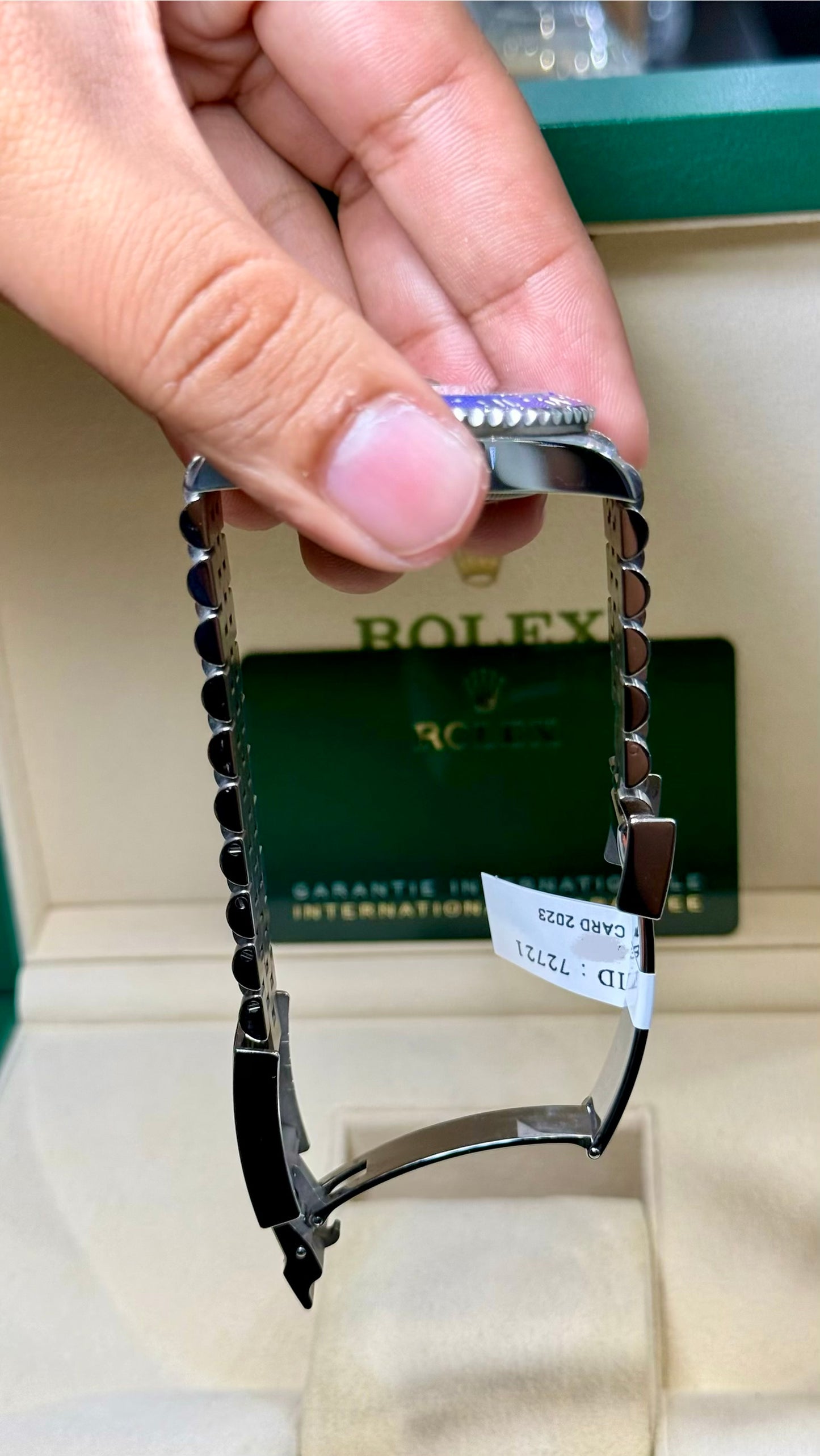 Rolex GMT-Master II Batgirl Black Dial on Jubilee 126710BLNR Card 2023