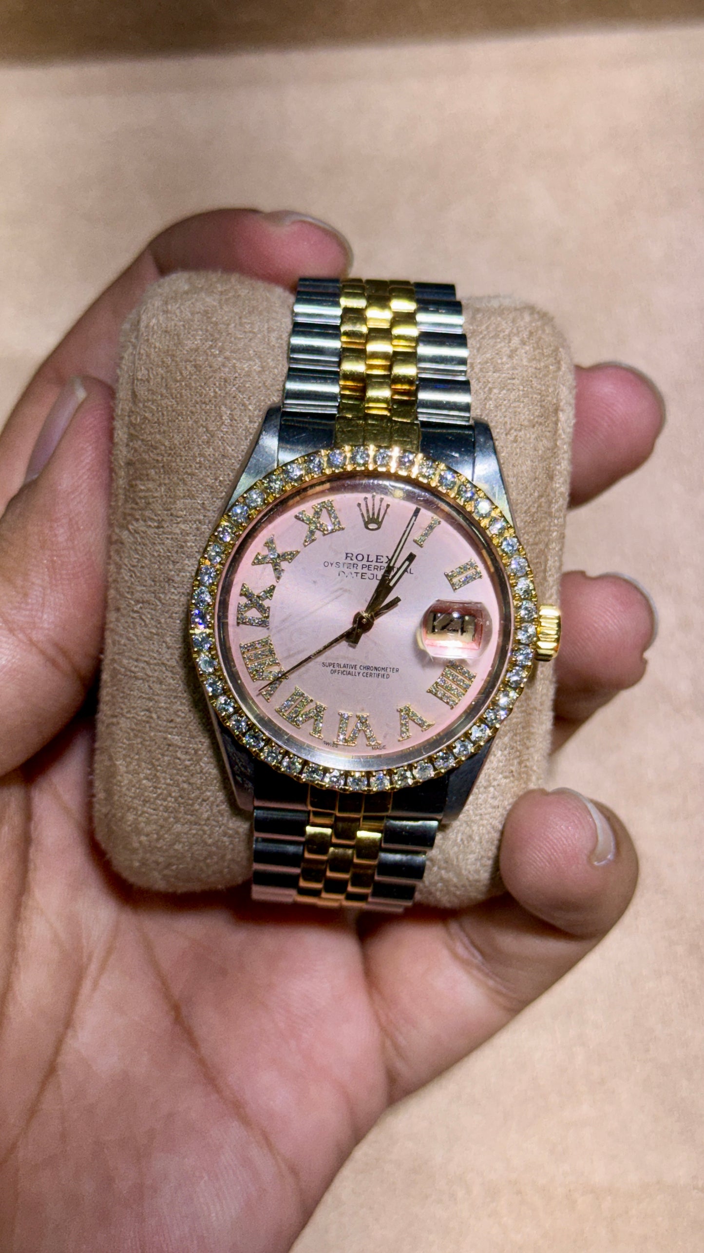 Rolex Datejust pink Dial on 16013