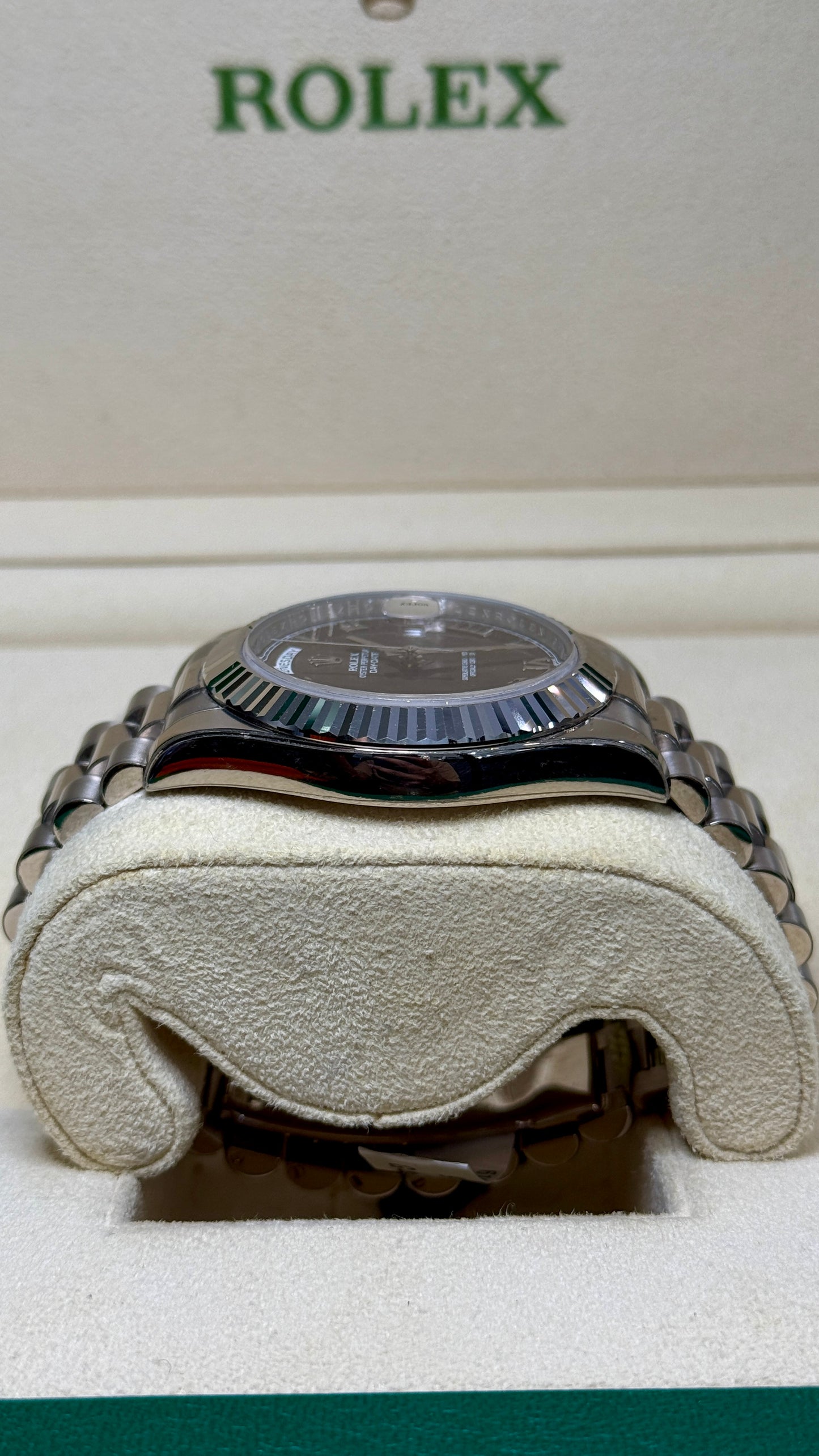 Rolex Day-Date II Brown Dial on Leather Strap 218239 Card 2012